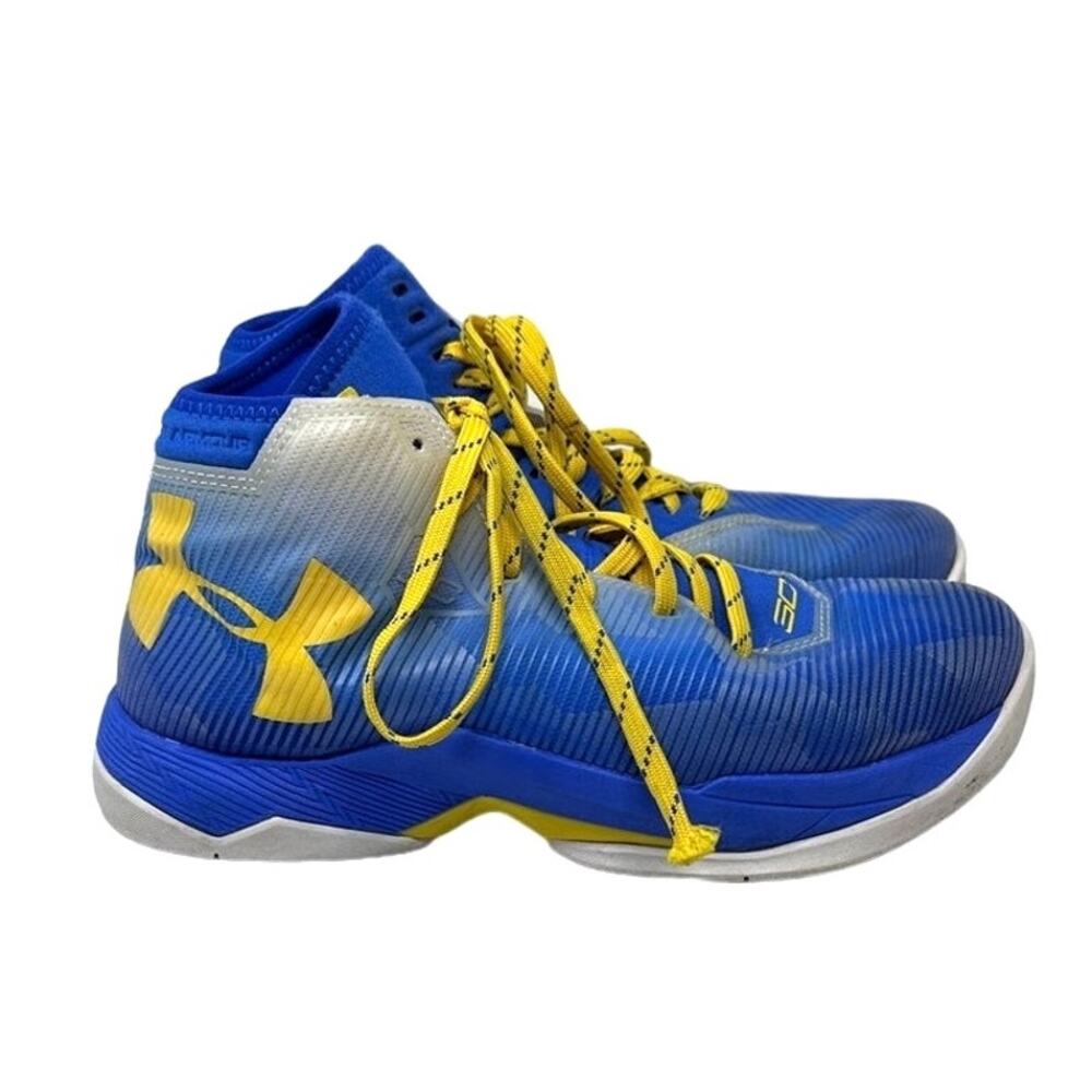 Under Armour Steph Curry Basketball Sneaker Blue Yellow size 5.5 YOUTH